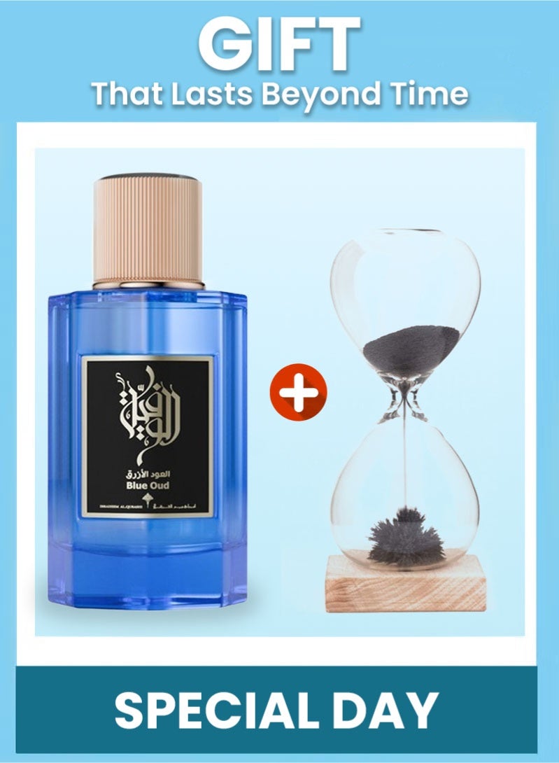 Rubik Ibrahim AlQurashi Blue Oud EDP 100ml with Magnetic Hourglass Luxury Gift Set - Image 1